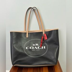 Coach Horse and Carriage Metro Tote, Black Leather, GUC